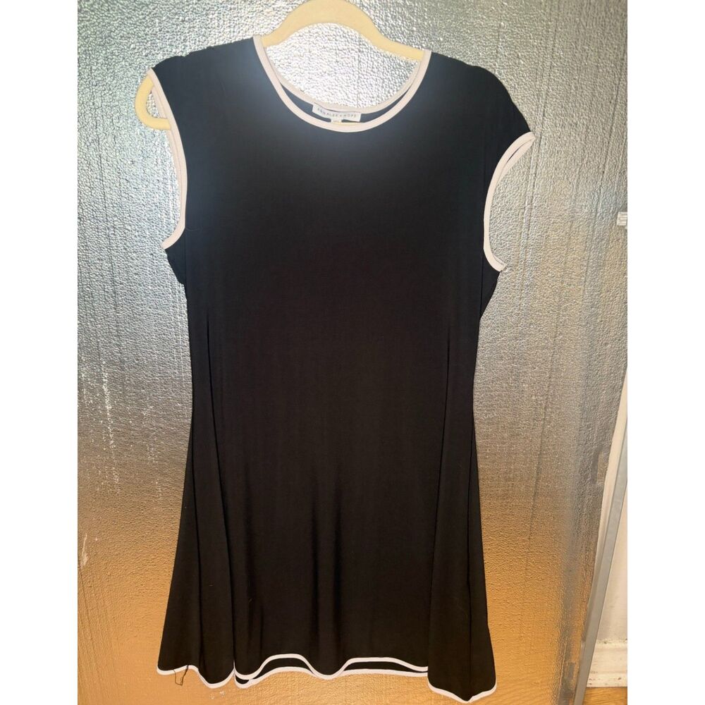 Annalee+Hope Black A Line Dress Contrast Trim Short Sleeve Womens Size L